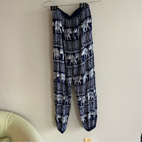 Elephant Pants Blue & White Tribal Pattern - Picture 5 of 7